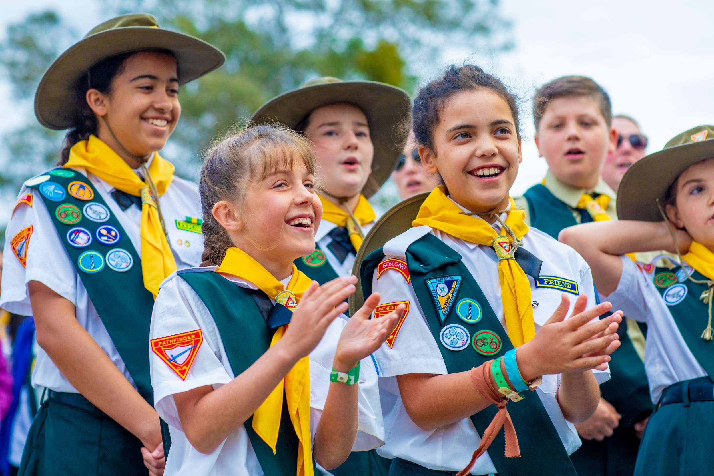 Youth participating in community service activities